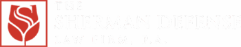 The Sherman Defense Law Firm logo featuring red stylized 'S' in shield shape with firm name
